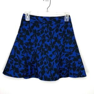 Express mini skirt blue with black floral pattern